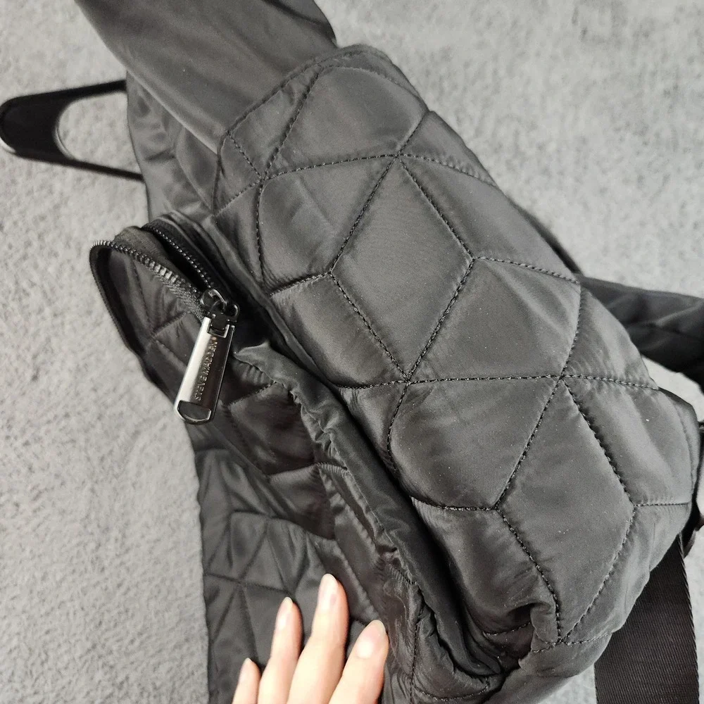 Steve‎ Madden Backpack Large Black Quilted Nylon Travel Bag Diaperbag 16